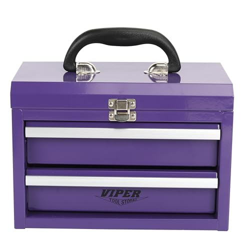 Viper Tool Storage 11-Inch 2-Drawer Portable Toolbox Purple
