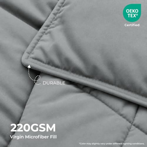 Image of King Size Comforter for Double Bed, 220 GSM Soft Microfiber AC Blanket, All Season Lightweight Reversible Bed Quilt, Premium Bedding, 90 x 100 Inch, Grey-Light Grey