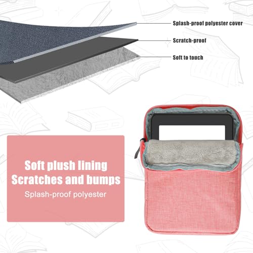 E Reader Hülle für Kindle 6-7 Zoll-Gerät, E Reader Schutzhülle für Kindle Tablet Schutzhülle e-Book Reader Hülle (Rosa)