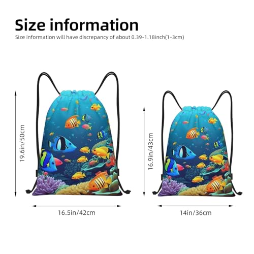 Sea Fishes Drawstring Backpack Water Resistant String Bag Sports Sackpack Gym Sack Beach Swim Travel Daypack2