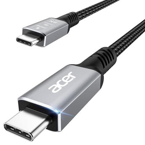 Acer USB4 ケーブル 2M【Thunderbolt 5 4 3対応】USB-C to USB-C ケーブルタイプC 8K@60Hz映像出力・240W急速充電・40Gbps超高速データ転送 [ナイロン編み]ノートパソコン・タブレット・iPhone 17/16/15 Pro/Pro Max・MacBook Neo Air・Galaxy S26 S25対応