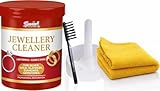 Jewellery Cleaner - Silver & Gold Jewellery – 145ml Liquid Cleaning Solution with Basket, Brush & Polishing Cloth – Jewellery Cleaning Kit for Rings, Earrings & Watches - Silver Jewellery Cleaner