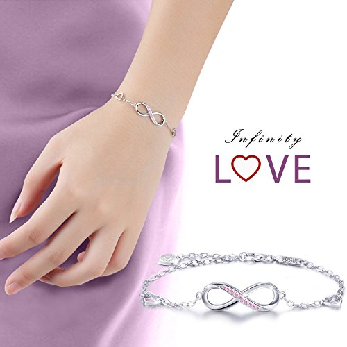 Billie-Bijoux-Pulsera-de-plata-esterlina-Mujer-Simbolo-Amor-Infinito-Brazalete-de-mujer-ajustable-regalo-ideal-el-dia-de-San-Valentin-para-mama-rosado