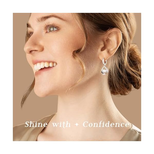 ARINZA Dangle Moissanite Earrings for Women, Sterling Silver Drop Hoop Dancing Diamond Earrings with 2 Carat (1ct Each), Jewelry Gift for Her, Wife, Girlfriend, Mom, Anniversary, Birthday, Christmas - Image 3