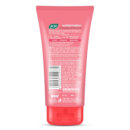 Image of Joy Watermelon Cooling Glow Gel Face Wash with Niacinamide & Glycerine | Hydrating Daily Facial Cleanser for Glowing Skin | Removes Dirt, Oil & Impurities | For All Skin Types | 150ml