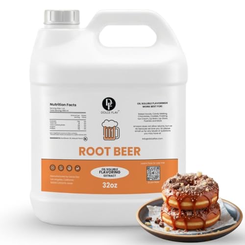 Dolce Flav Root Beer Flavoring Oil for Desserts, Restaurant Size, 32 Fl Oz