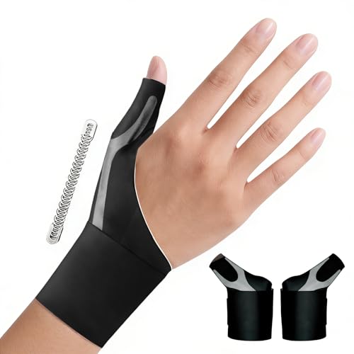 Goldeer Thumb Wrist Brace 1 Pair for Arthritis Pain Relief, Thumb Spica Splint for Carpal Tunnel, De Quervain’s Tenosynovitis & Tendinitis and TFCC, Lightweight Copper Compression Stabilizer Support for Men Women Left Right Hand (S, Black)