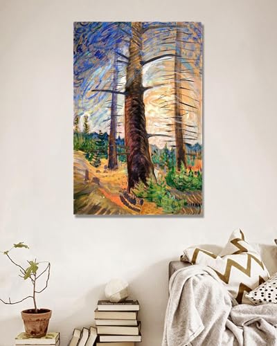 Tableau Abstrait Emily Carr pour Décoration Murale Salon Toile Seule