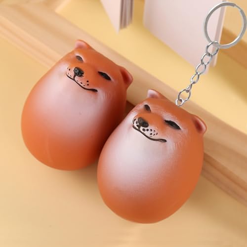 Ifukens しばこエッグ2個入り柴犬 卵 キーホルダー 可愛い 硬質タイプ犬 おもちゃ 噛むおもちゃストレス解消 グッズペットおもちゃ犬用エッグトイ クリエイティブ 柴子 おもしろガジェット しばこおもちゃたまご 癒しグッズ プレゼント (硬質タイプ+