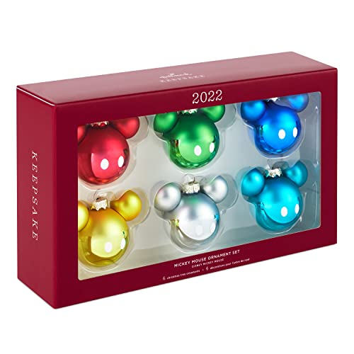 Hallmark Keepsake Glass Christmas Ornaments, Disney Mickey Mouse, Set Of 6, Multi Color #TOP2