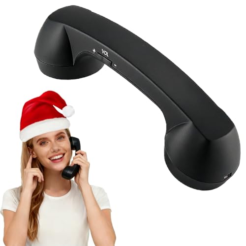 Wireless Retro Telephone Handset, Radiation-Proof Handset Bluetooth Headset with Speaker and Microphone for Cell Phones and Computers Comfortable Call (Black)