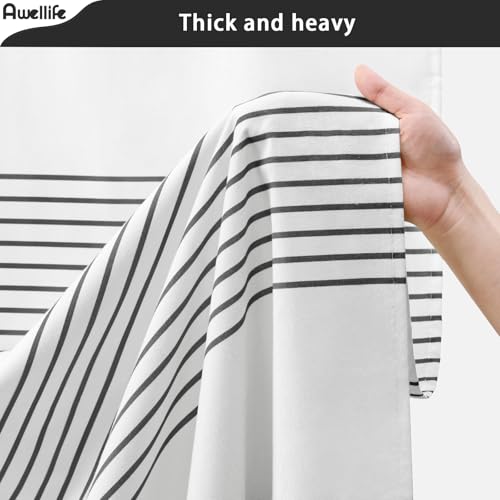 Awellife Boho Black and White Shower Curtain for Bathroom Extra Long Stripe Tassel Shower Curtain 72 X 84 Inches Farmhouse Cotton by Awellife - Image 3