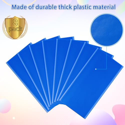 Image of 8 Pack Blue Plastic Tablecloth for Rectangle Tables, Premium Decorative Royal Blue Disposable Table Cloths for Parties, Rectangle Party Table Cover for Birthday, Wedding, Anniversary, 54 x 108 Inch