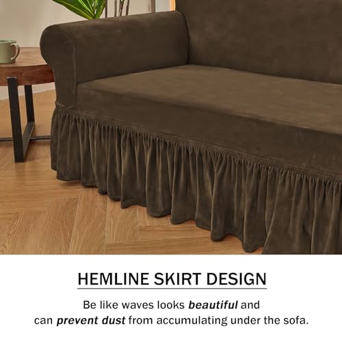 Niceecsofacoversupersoft1piecebrownsofaslipcoverforsofasstretchuniversalspandexcouchcoversforlivingroomeasyfitwashablefurnituresofaprotectorwithskirt  Urban Country Home Decor Niceec sofa cover super soft 1 piece brown sofa slipcover for sofas stretch universal spandex couch covers for living room easy fit washable furniture sofa protector with skirt  urban country home decor