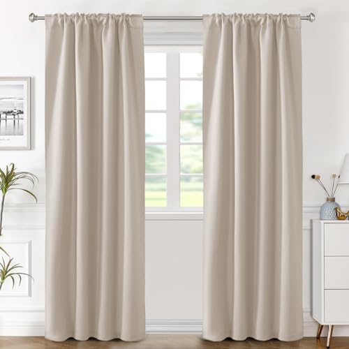 Image of H.VERSAILTEX Blackout Curtains Thermal Insulated Window Treatment Panels Room Darkening Blackout Drapes for Living Room Back Tab /Rod Pocket Bedroom Draperies (2 Panels, Fog, 42 x 84 Inch)