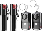 ARMADILLO DEFENSE Pepper Spray and Personal Alarm Key Chain Bundle (4 Pack) for Protection and Self Defense, Safeguard for Women and Men, Tear Gas and Panic Button