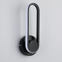 Luminárias de parede LED giratórias de 330°, modernas e minimalistas, criativas, em acrílico preto, arandelas de parede para quarto, sala de estar, varanda, cozinha, corredor [Classe de ener