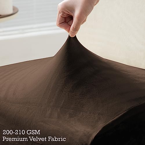 Image of HOKIPO Velvet Long Back Chair Covers Set of 2, Brown (AR-4760-BR*2)