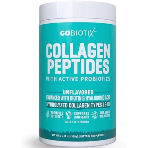 GOBIOTIX Collagen Powder Supplement with Probiotics - Hydrolyzed Protein Collagen Powder for Women - Hair Skin and Nails, Joint and Digestive Health - Collagen Peptides Type I and III - 30 Servings Cover