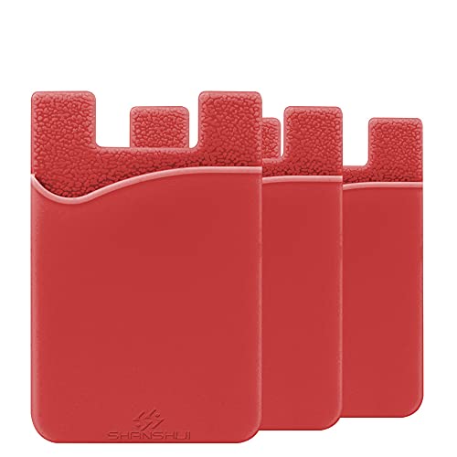 Phone Card Holder, Shanshui 3 Pack Credit Card Holder For Back Of Phone Compatible For Iphone 13, 12 And Most Smart Phones - Red #TOP1