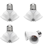 JACKYLED 2 in 1 Light Socket Splitter E26 E27 Adapter Converter for Standard LED Bulbs 4-Pack , 1...
