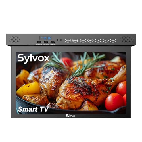 SYLVOX 39,6 cm (15,6 Zoll) Smart-TV unter dem Schrank, Google TV, unterstützt 360-Grad-Drehung, WLAN und kabellose Verbindung, Aufbewahrungsdesign für Küche, Schlafzimmer, Wohnmobil, Yacht