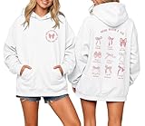 Cayxatiu Christian Bow Hoodie for Women God Says I am Bible Verse Hoodies Bows Sweatshirt Coquette Pullover(White,S)