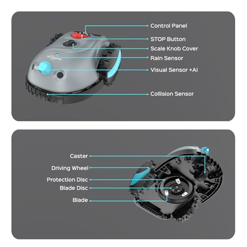 YARDCARE 2025 New V100 Robotic Lawn Mower – Visual Navigation, Smart Obstacle Avoidance, Rain Sensor, Spot Spiral Cutting, Adjustable Cutting Height, Low Noise – Ideal for Small Lawns - Image 8