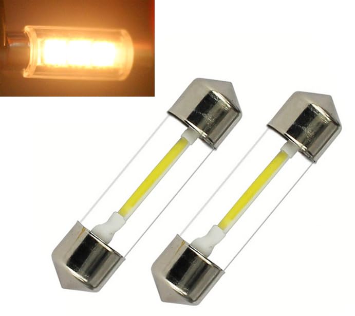 ShuoHui 10 x Warm White Festoon 12 V 41 mm/42 mm License Plate Light Bulb Interior Boot Glove Box 3000 K (41 mm) - Image 2