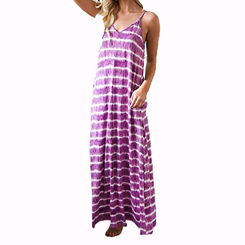 zxb-shop Vestiti Casual da Donna Abiti da Donna Maxi Dresses Casual Abito Allentato Spiaggia Cover Up Long Cami Abiti Lunghi Abito da Donna (Color : Purple, Size : Large Size)