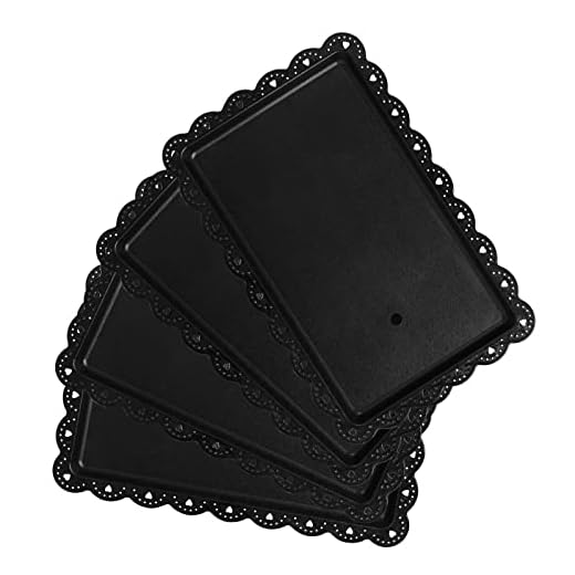 Plastic Serving Trays Food Tray - 14" x 9" Black Rectangle Serving Platter for Party | Cafeteria | Kitchen | Restaurant - Set of 4 Small Flat Trays for Dessert | Fruit | Cookie | Snack | Appetizer