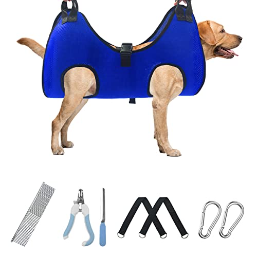 Pet-Dog-Grooming-Hammock-for-Nail-TrimmingDog-Restraint-Hanging-Harness-for-Nail-ClippingDog-Grooming-Sling-for-Large-Dogs-with-Nail-ClippersNail-FilePet-CombClaw-CareXXL-for-90lb Pet Dog Grooming Hammock for Nail TrimmingDog Restraint Hanging Harness for Nail ClippingDog Grooming Sling for Large Dogs with Nail ClippersNail FilePet CombClaw CareXXL for 90lb