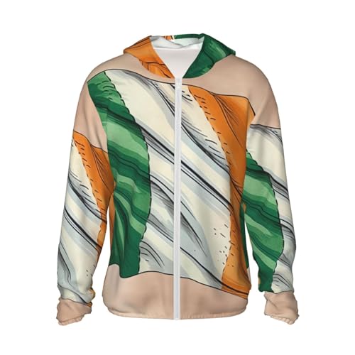 Veste à capuche protection solaire UPF 50+ manche longue zippée drapeau irlandais