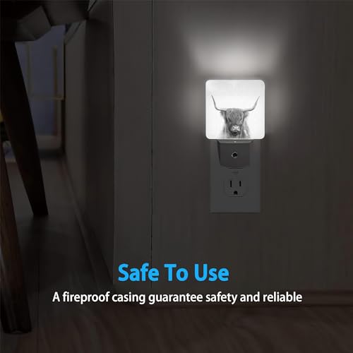 Image of Cow Night Light,Highland Cow Night Lights Plug into Wall for Boys Girls, Led Lamp for Stairway /Hallway /Bedroom 0.5W Nightlight Sleep Friendly