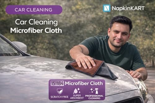 Image of NapkinKART Microfiber Cleaning Cloth for Car, Bike & Home | Ultra Soft, Dual-Sided Brown & Grey Towel | Lint-Free, Scratch-Free | Reusable Duster for Glass, Dashboard, Kitchen 40 X 30 CM