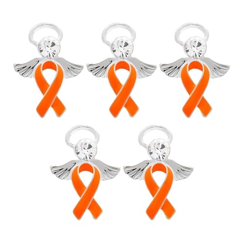Image of 1 /2 /5 /10 /25 /50pcs Orange Ribbon Awareness Pins for Kidney Cancer, Leukemia, Multiple Sclerosis, Hunger, Gun Violence /Mass Shooting Awareness - Perfect for Support Groups, Gift-Giving, and Fundraisers
