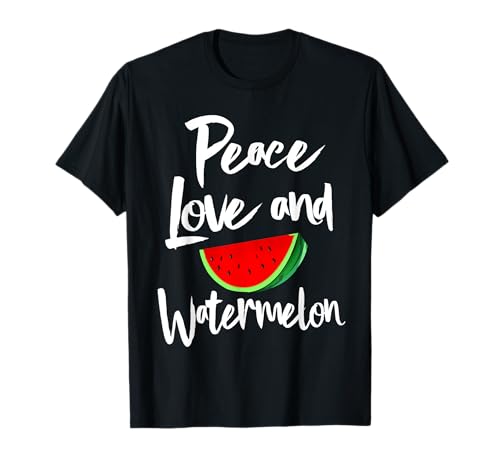 Paz Amor Y Sandía Tropical Verano Vibes Fruta Camiseta