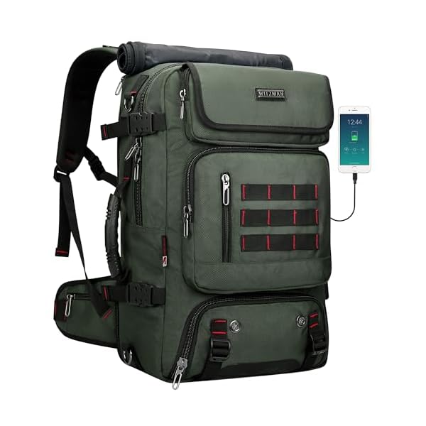 WITZMAN Carry on Travel Backpack for Men Women Airline Approved Convertible Nylon Duffle Backpack Luggage Bag (B682 Army Green)