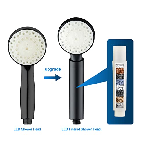 Black Shower Head Filtered Led Showerhead 7 Color Light Change Automatically Filter Filtration Handheld For Dry Skin & Hair #TOP1