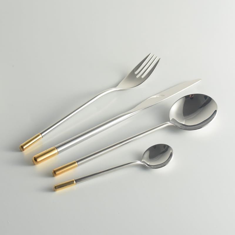 ONUIFIKE Silverware Set, 4/16/24/32/40/48pcs Mirror Cutlery Set Household 304 Stainless Steel Steak Knife, Fork, Spoon, Coffee Stirring Spoon, Home Cutlery Flatware Set(32 Piece set for 8)