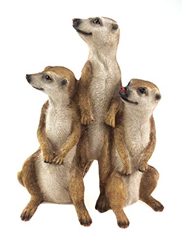 Bambelaa! 3er Set Erdmännchen Familie Figur Garten Deko Gartenfigur Groß Für Außen Zum Stellen (ca.15,5 x 7,5 x 20,5 cm)
