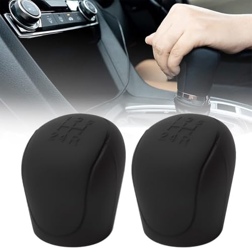 LYQNIHOB 2 pcs Cubierta De La Perilla De La Palanca De Cambios Del Coche, Funda Pomo Cambios Marcha Coche Antideslizante Negro, Cubierta de Perilla de palanca de Marchas, Funda palanca de cambios