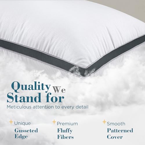 Image of viewstar King Size Pillows Set of 2, Firm Support Bedding, Dark Grey | Down Alternative, Gusseted, Hotel Quality, Fluffy Plump Filling, Oeko-Tex Certified, Machine Washable, for Side Sleepers