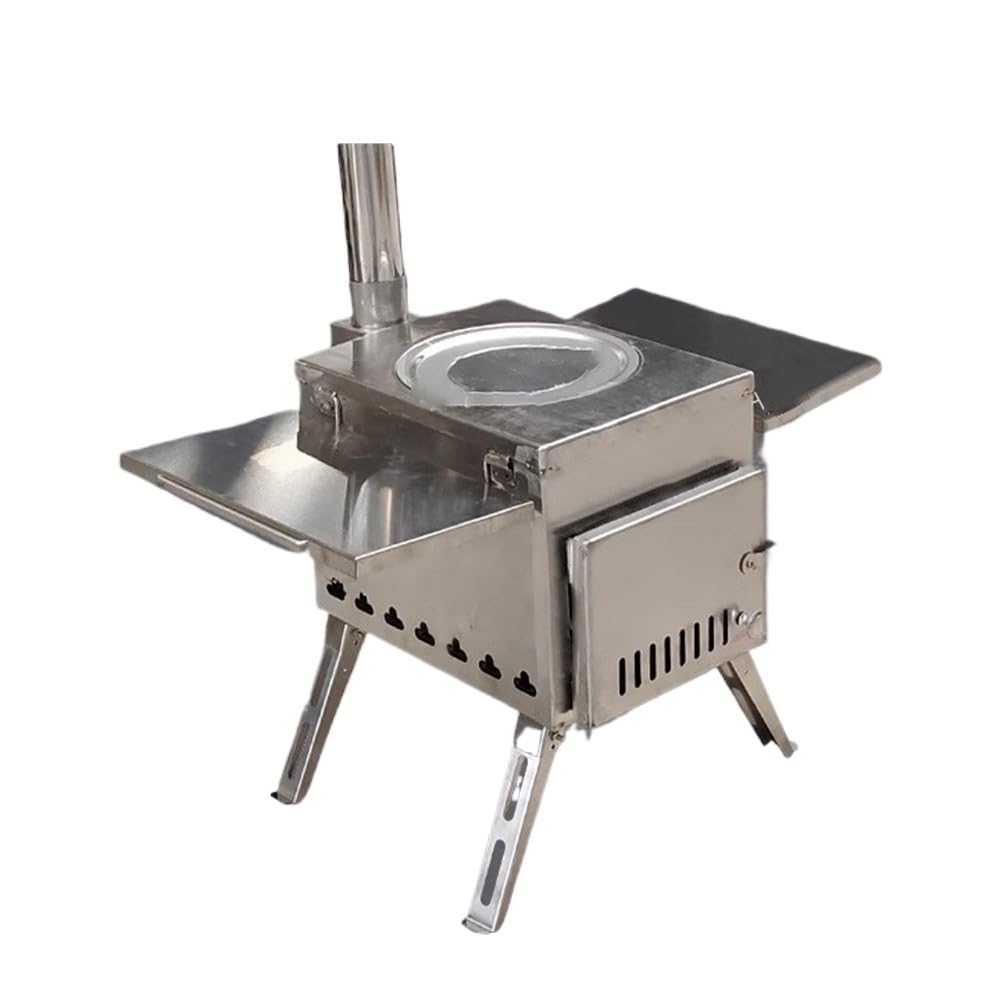 Stove heater, camping wood stove Outdoor Portable Wood Stove Tent Camping Stainless Steel Picnic Fire Heating(M)