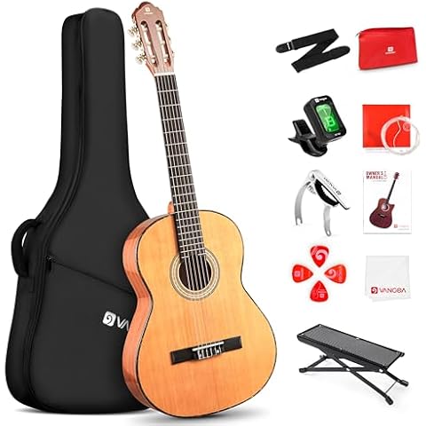 Vangoa Classical Guitar 3/4 Inch Acoustic Classical Guitar, 36 Inch Junior Size Nylon String Guitar Bundle Kit for Beginner Teens, Cedar Top Cover