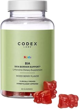Kids Skin Barrier Support Gummies, Mixed Berry, 60 Gummies | L-histidine with vitamins & zinc, non-GMO, vegan supplement for sensitive skin