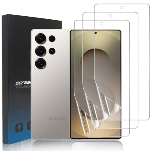 zonyee 3 Piezas Protector de Pantalla para Samsung Galaxy S25 Ultra, Película Protectora de Hidrogel Flexible de TPU [Sin Cristal][Compatible con Sensor de Huellas Dactilares, Alta Sensibilidad]