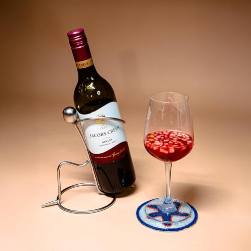 Image of Wine Bottle Holder | Single Bottle Wine Rack | Wine Bottle Stand | Beer Bottle Holder | Secret Santa Gifts for Christmas New Year Birthday | Gift for Friend Retirement (Silver Colour)