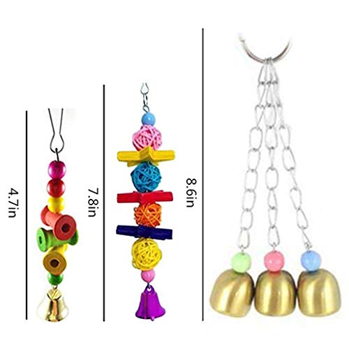 Small Bird Swing Toys, Bird Parrot Swing Chewing Toys - Hanging Bell Birds Cage Toys 8 Pcs - Image 6