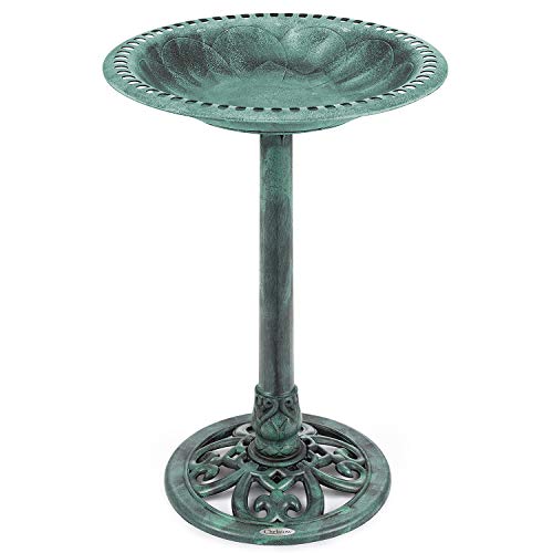 CHRISTOW Plastic Resin Bird Bath for Garden, Round Pedestal Birdbath, Traditional Victorian Style,...